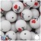 BeadTin White Opaque 20mm Round Plastic Alpha Beads - Love & Heart (10pcs)